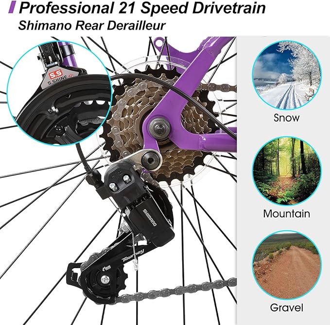 Hiland Adult 26 Inch Mountain Bike, Mens and Womens Bicycle with 21 Speed, High-Carbon Steel Frame Mountain Bicycle, Sport MTB for Men Women