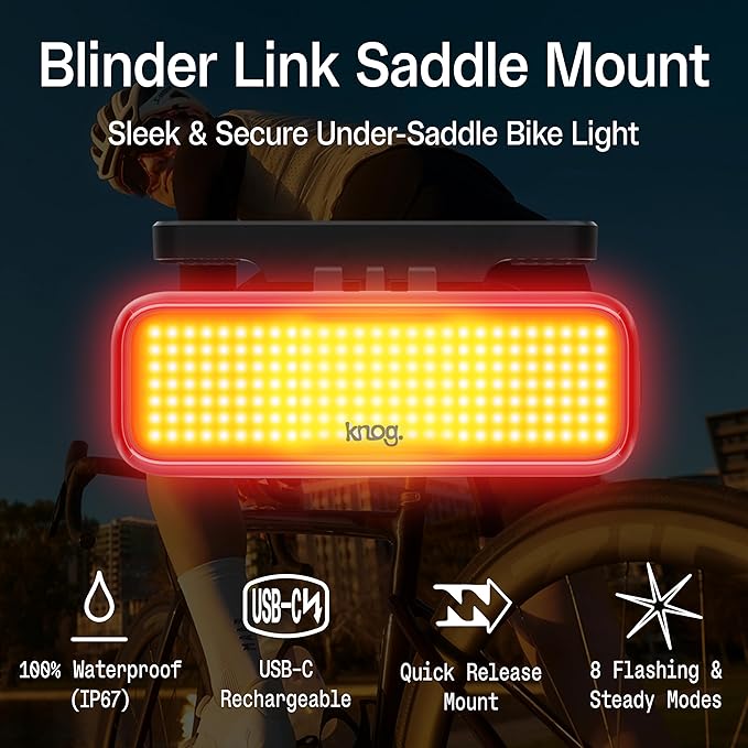 Knog Blinder Link Tail Light - 100 Lumen Bike Light, 50 Hour Runtime, Low Battery Indicator, Powerful Bike Light