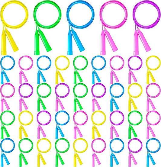 Jump Ropes for Kids, Colorful Jump Ropes for Kids Bulk, Adjustable Skipping Ropesfor Boys Girls, Tangle-Free Plastic Jumping Ropes for Party Favor Exercise Outdoor Activity
