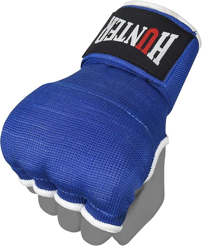 HUNTER Gel Padded Inner Gloves with Hand Wraps for Boxing, Quick Elastic Training Wraps for Men & Women, Muay Thai MMA Kickboxing Martial Arts Knuckle Wrist Protector (Pair)