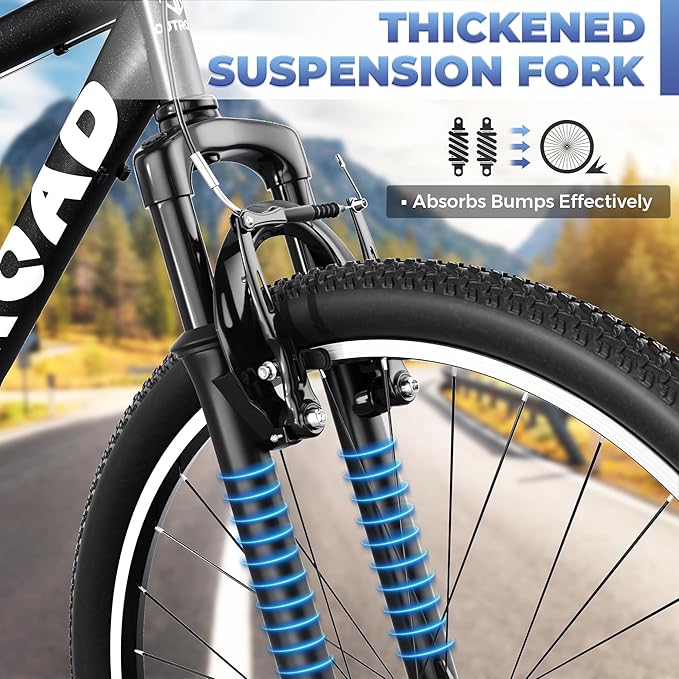 26 inch Mountain Bike with Lightweight Cycling Bicycles, Dual Disc/V Brake,Metal Frame Bicycle for Men and Women, Adult