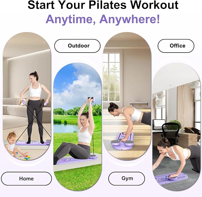 Pilates Board - Pilates Reformer Set, Portable and Foldable Pilates Board for Home Workout, Multifunctional Pilates Board for Women, Pilates Reformer Machine for Home Exercise