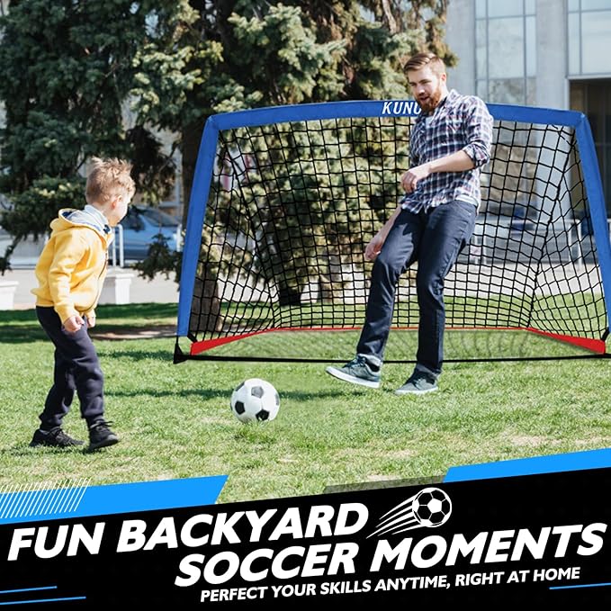 5×3 6x4 9x5 FT Portable Kids Soccer Goal for Backyard, Foldable Soccer Practice Net with Carrying Bag for Toddler Youth Adult Pop Up Soccer Training Equipment Indoor and Outdoor Sports Game