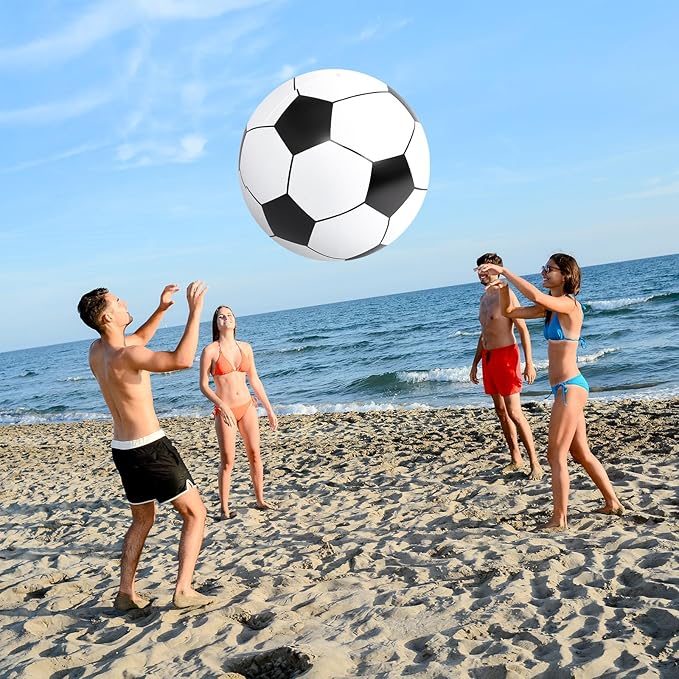 Lewtemi Giant Inflatable Sports Balls Large Inflatable Beach Ball Baseballs Soccer Rainbow Basketball Football for Sport Birthday Party Favor (3 Pcs,Soccer, Baseball, Basketball,27 Inch)