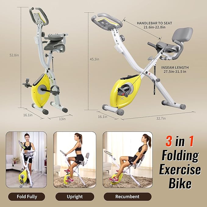 leikefitness LEIKE X Bike Ultra-Quiet Folding Exercise Bike, Magnetic Upright Bicycle with Heart Rate,LCD Monitor and easy to assemble