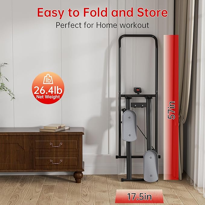 Stair Stepper Machine for Home with Device Holder & Silicone Floor Mat, Extra-Long Non-Slip Pedals Vertical Climber Exercise Machine