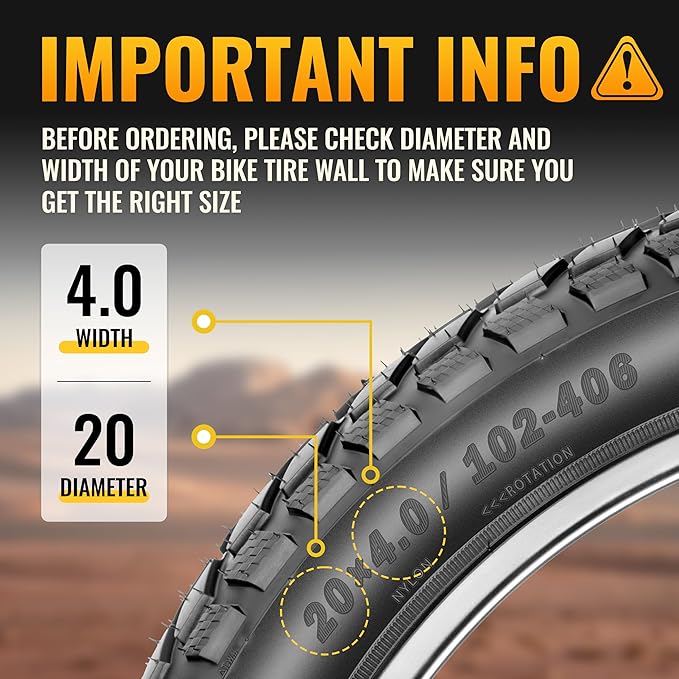 Hycline 20x4.0 E-Bike Fat Tire - Heavy Duty 20inch Electric Replacement Fat Tires, High-Performance Wear-Resistant Mountain Bicycle Tyre, All-Terrain Bike Tires for Street & Trail Riding