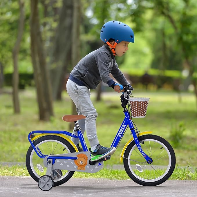 Kids Bike 16 inch Boys Girls Ages 4-7 Years Old Cruiser Bicycle with Woven Basket Single Speed for Youth Caliper Brake Band Brake Rear Rack Included Multiple Colors