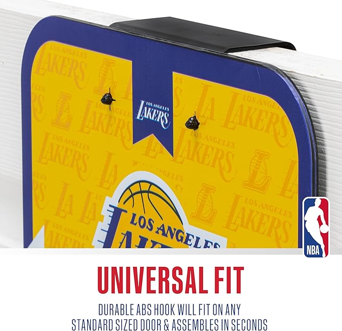 Franklin Sports NBA Team Over The Door Basketball Hoop - Kids Indoor Mini Basketball Hoop with Basketball - NBA Fan Shop Mini Hoop for Bedroom & Office