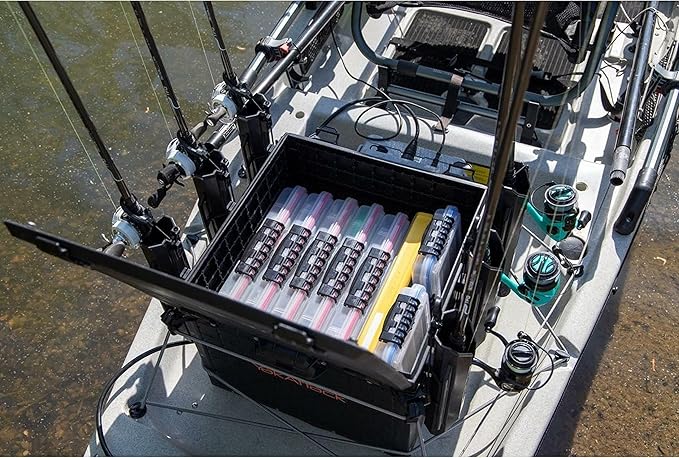 YakAttack BlackPak Pro 16" x 16" Kayak Fishing Crate with 6 Rod Holders - Black | Tackle Storage Box & Fishing Gear Organizer | Lightweight, Durable & Customizable Kayak Fishing Accessory