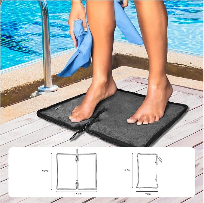 Wet Bag, Wet Dry Bag, Wet bag for swimsuit,Travel, Beach, Pool, Diapers, Dirty Yoga Gym Clothes, Waterproof Embedded Towel Wet Bag(Fleece)-Leakproof Wet Clothes Bag, Beach Travel Essentials