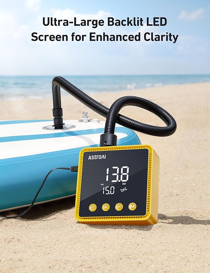 AstroAI P2 Paddle Board Pump 20PSI 12V DC Car Connector Portable,SUP Pump for Paddleboard, Air Pump with Auto-Off, Deflation Function for Paddle Board, Kayaks and Boats