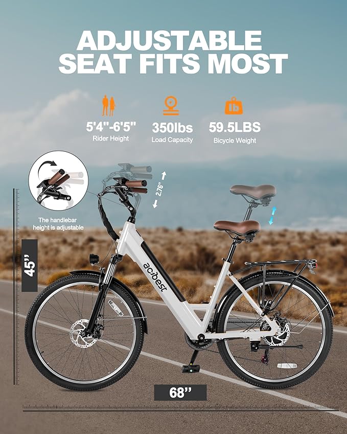 Cores Electric Bike for Adults, 26" Electric Commuter Bike with 1200W Peak Motor, 28MPH 70 Miles Max, 48V 576Wh Removable Battery, 7-Speed City Cruiser Mountain E Bike for Commuting