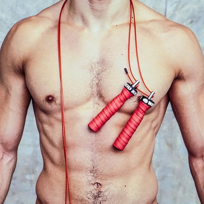 WOD Nation Attack Speed Jump Rope : Adjustable Jumping Ropes : Unique Two Cable Skipping Workout System : One Thick and One Light 11 Foot Cable : Perfect for Double Unders : Men and Women