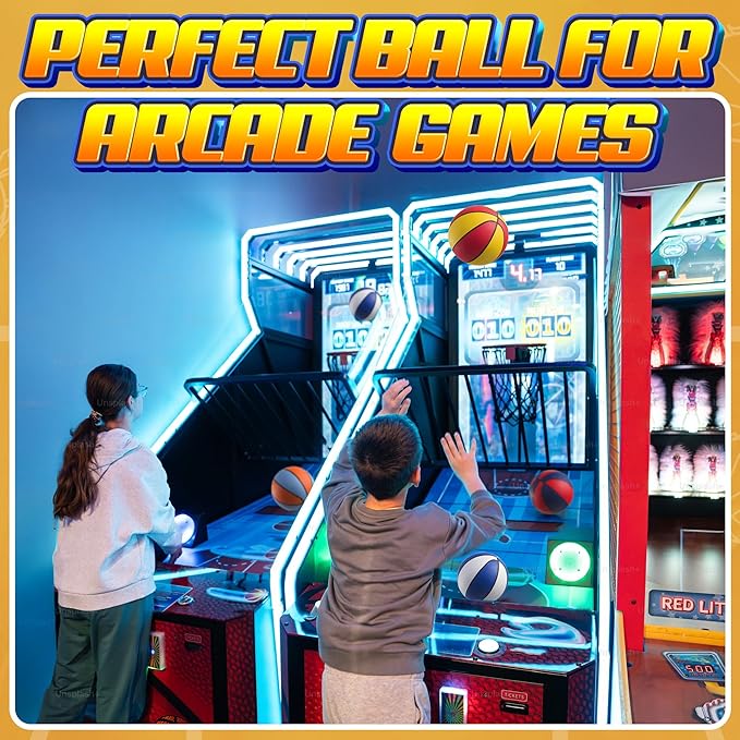 Rubber Mini Basketballs 7 Inch, Size 3 (Pack of 4) - Pool Basketball for Kids in Assorted Colors Indoor & Outdoor, Boys & Girls, for Small Hoops, Game Prizes, Arcade Games, with Pump