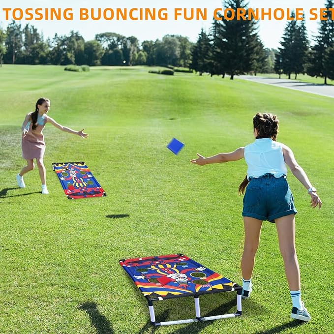 Portable Cornhole Set with 2 Collapsible Cornhole Boards, 8 Cornhole Bean Bags and Carrying Case for Yard Toss Game, Indoor Outdoor Camping Games for Adults Family (3 x 2-feet)
