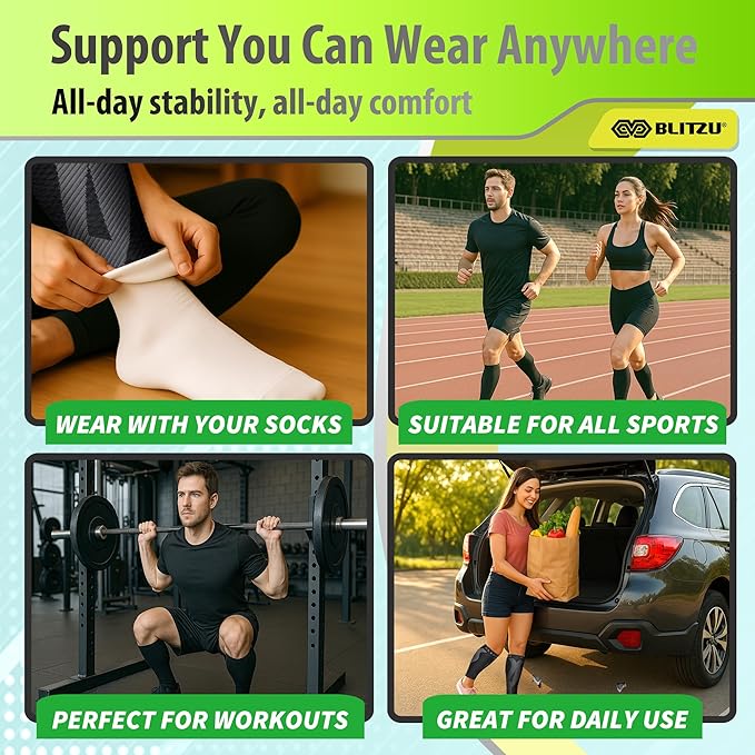 BLITZU Calf Compression Sleeve for Men & Women Footless Compression Socks Support Runners Leg Sleeve Shin Splints Pain Relief