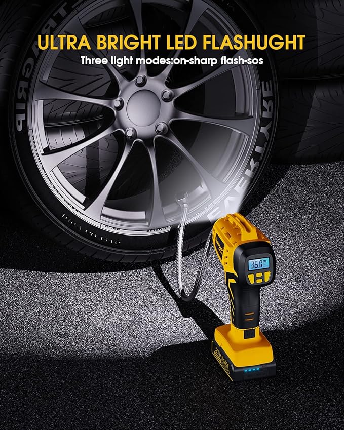 Tire Inflator Portable Air Compressor - 2X Faster - 21V Rechargeable Battery Powered Handheld 160PSI Tire Inflator, Dual Power Supply Modes, Air Pump for Car Motorcycle E-Bike