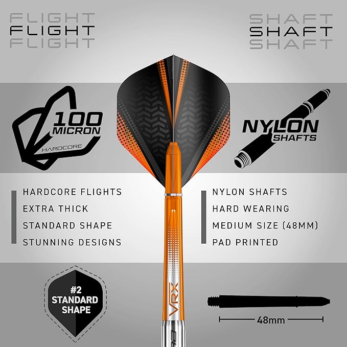RED DRAGON Amberjack Series Darts Set with Flights and Shafts (Stems)