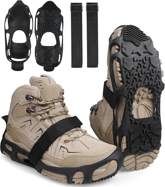 Spikeless Ice Cleats,Anti-Slip Snow Winter Traction Grips Crampoms for Slick Wet Surface Indoor Outdoor Use Ice Shoes Grippers Rubber Tread Overshoes