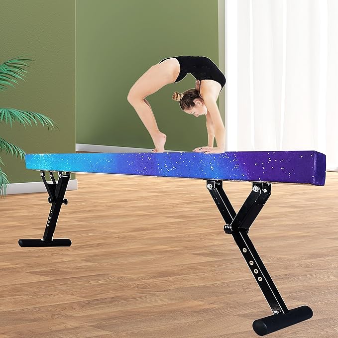 Adjustable Balance Beam Gymnastics Beam 8 FT Adjustable Height Beams for Kids, High and Low Floor Beams,Gymnastics Equipment for Kids Adults Training at Home and Gym Center