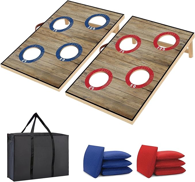 Portable Cornhole Board Set with Bean Bags,Choose 3 * 2 ft or 2 * 1 ft Cornhole Boards for Adults Kids Cornhole Games for Indoor and Outdoor Party Camping Equipment