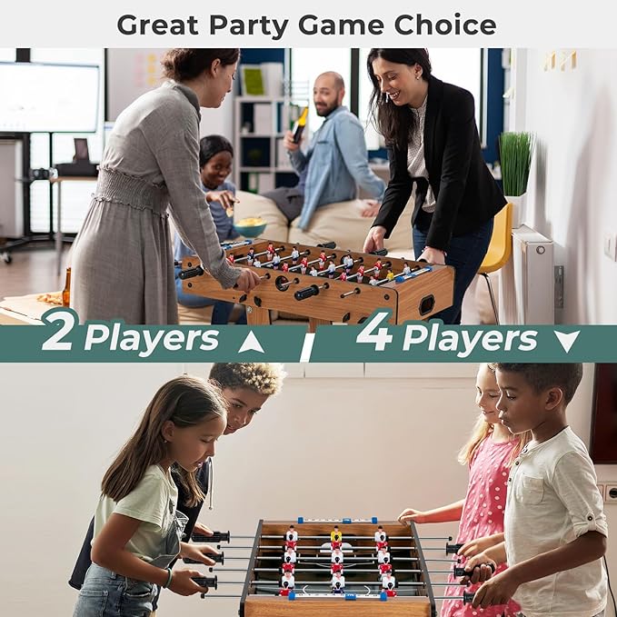 Giantex 27in Folding Foosball Table with 2 Mini Footballs, Score Keepers - ASTM Certified for Indoor Recreation, Great for Family Game Nights and Parties
