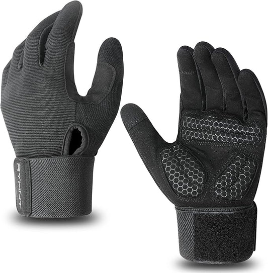 Full Fingers Workout Gloves for Women & Men - Gym Gloves with Extra Grip Foam Padding & Anti-Slip for Fitness, Training & Cycling