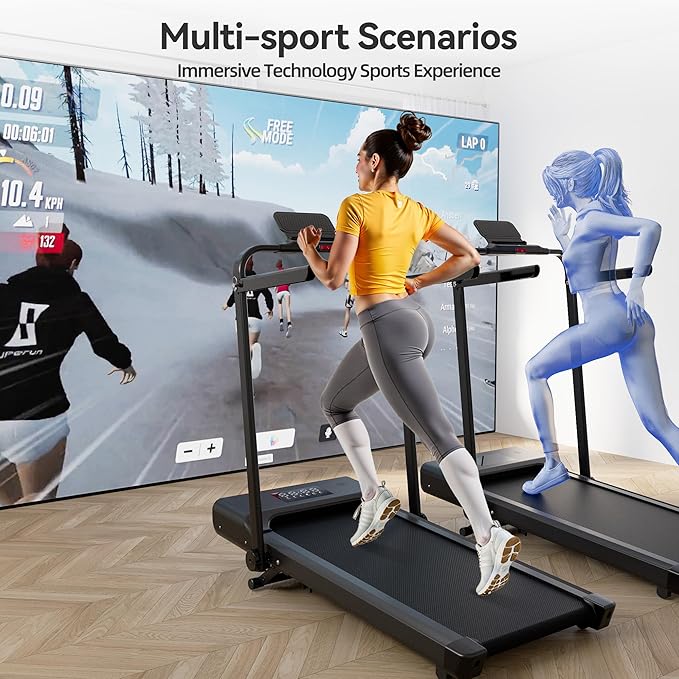 Walking Pad Treadmill with Handle Bar 3-in-1 Foldable Treadmills for Small Space 300 LBS Capacity, 3.0HP Portable Under Desk Treadmill for Home Office with LED Display Remote APP Control