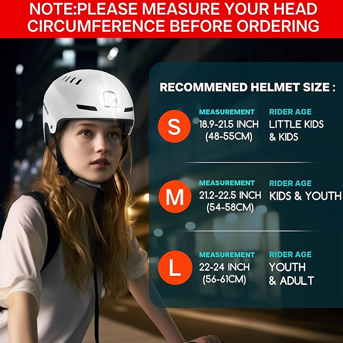 Bike Helmet with LED Lights Bicycle Helmets Commuter Cycling Helmet USB Rechargeable Front & Back LED Light Helmet for Adult Men Women