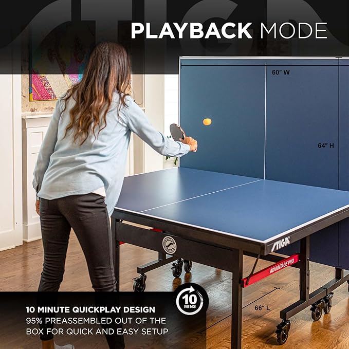 STIGA Advantage Series Ping Pong Tables - 13, 15, 19, and 25mm Tabletops - Quickplay 10 Minute Assembly - Playback Mode - Recreational to Tournament Level