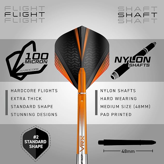 RED DRAGON Amberjack Series Darts Set with Flights and Shafts (Stems)
