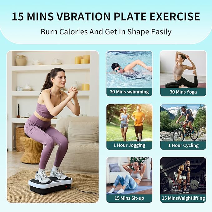 Vibration Plate Exercise Machine - Fitness Platform Vibration Plate for Lymphatic Drainage, Whole Body Shaker Machine Helps Weight Loss & Shaping, Workout Power Waver Vibrate for Women Men