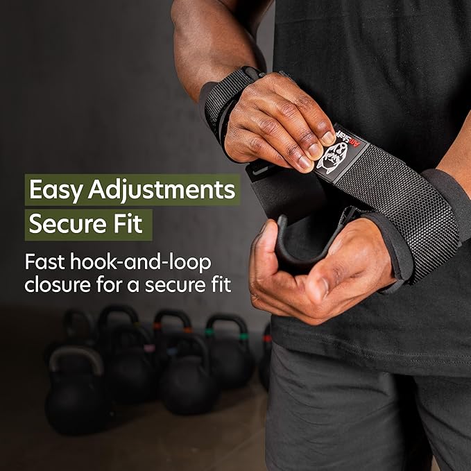 Weight Lifting Hooks (Pair) - Gym Wrist Straps with Steel Hooks for Weightlifting, Pull-Ups, Deadlifts, Strength Training, and Fitness Workouts - Adjustable Neoprene Wrist Support