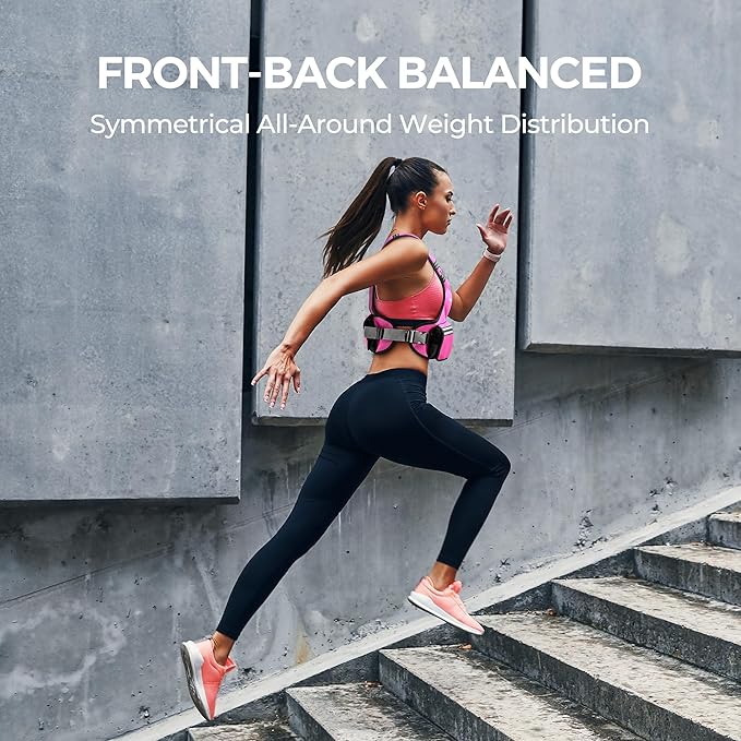 PACEARTH Adjustable Weight Vest 4-10lbs / 11-20lbs / 20-32lbs X-Shape Weighted Vest for Women and Men, Home Workout Ironsand Vest with Zipper Pouch and 6 Weight Packs, Available in Pink, Gray, Black