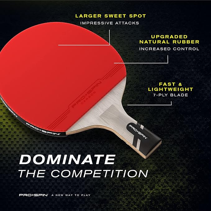 PRO SPIN Carbon Ping Pong Paddles - Penhold Short Grip, Premium Table Tennis Rackets with Carbon Fiber | Professional-Level 7-Ply Blade, Premium Rubber, 2.0mm Sponge | Rubber Protector Case