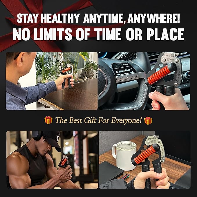 GD IRON GRIP Grip Strength Trainer Adjustable Hand Gripper Strengthener Hand Grip Exerciser Wrist Strengtheners Silent & Durable – Forearm, Finger & Hand Strength Training for Athletes, Climbers & Rehabilitation