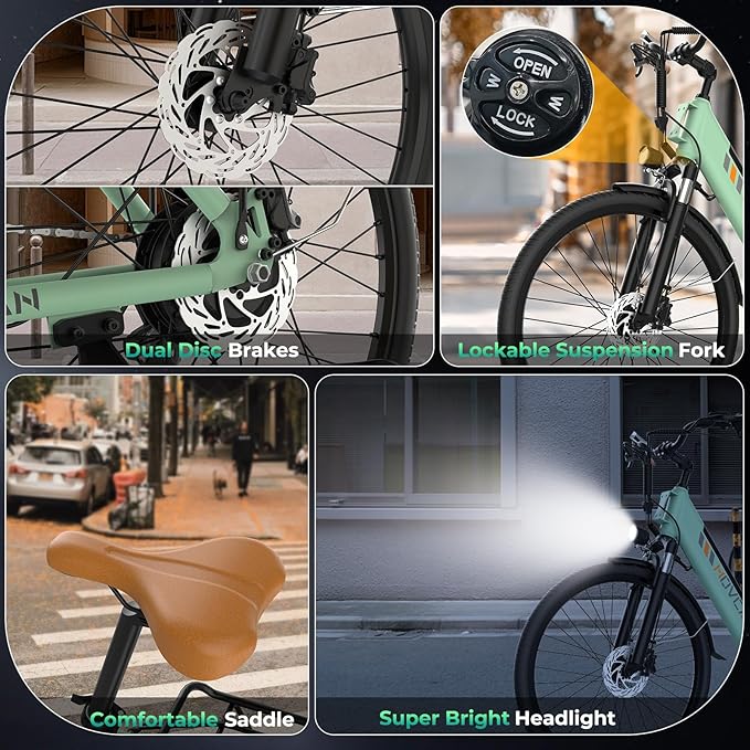 V80 Electric Bike, 1000W Motor 28MPH Ebike, 48V 13Ah Removeable Battery, 26'' City Cruiser Adult Electric Bicycles up to 70 Miles