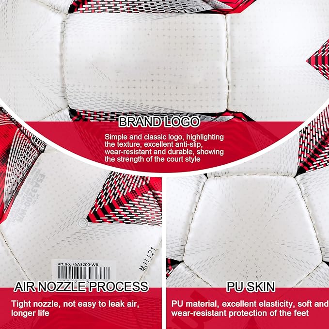 Soft PU Leather Soccer Ball, Indoor Outdoor Team Sports, Training Practicing Game Match Soccer Ball Gift for Adult Youth, 1pcs