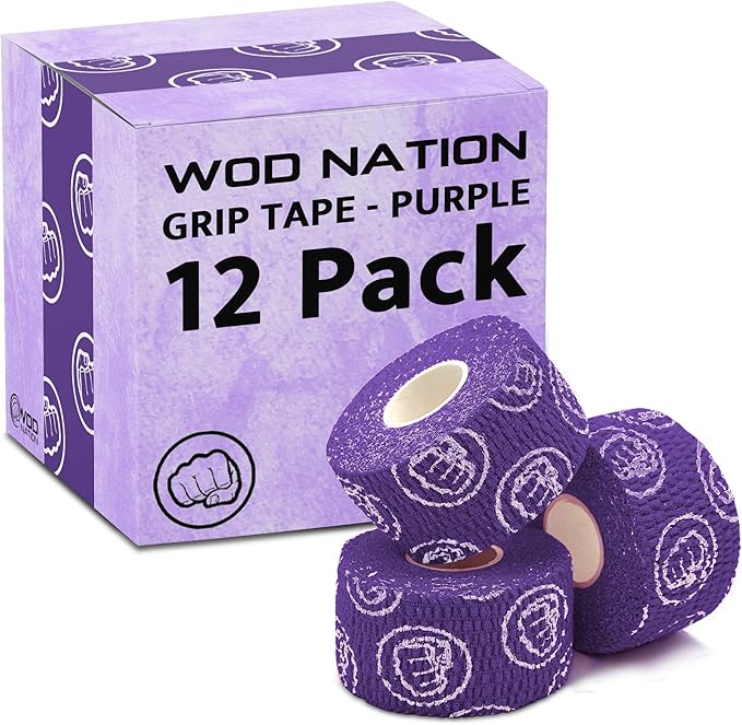 WOD Nation Flexible Hook-Grip Athletic Tape – Easy-Tear, Sweat-Proof Thumb & Finger Strips for Weightlifting