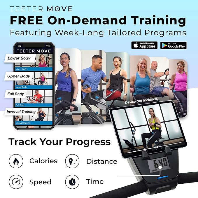Teeter FreeStep Recumbent Cross Trainer Stepper, Zero-Impact Exercise Bike Alternative w/Patented Physical Therapy Stride, Up to 350lb, Free App w/Trainer Workouts