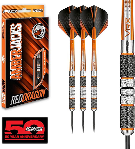 RED DRAGON Amberjack Series Darts Set with Flights and Shafts (Stems)
