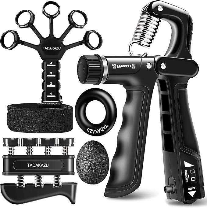 WATMAID Grip Strength Trainer Kits (5 Pack), Forearm Strengthener with Adjustable Resistance, Grip Strength Tester, Finger Strengthener, Hand Gripper Strengthener for Muscle Building Injury Recover