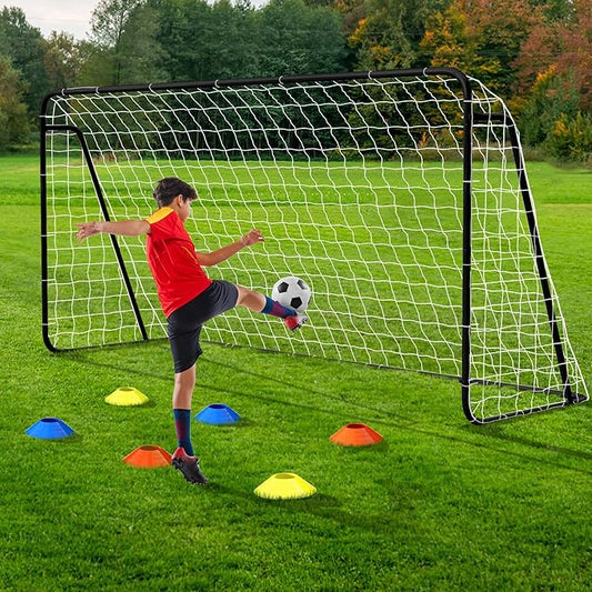 NAIZEA Soccer Goal - 12x6FT/16x7FT/10x6FT/8x6FT/6x4FT Soccer Goals for Backyard - Metal Soccer Goals for Youth Adult - Multiple Sizes Colors - Perfect for Games Indoor Outdoor Practice