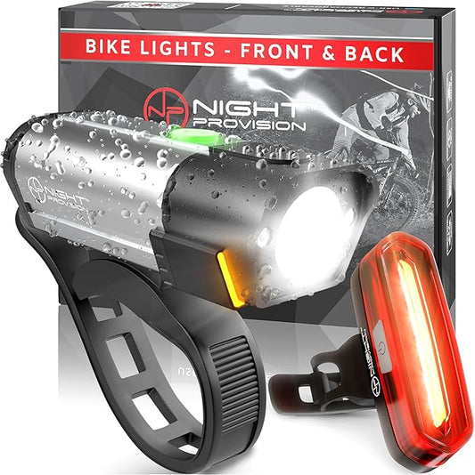BX-300 USB Rechargeable LED Bike Light Set Front and Back Cycling Safety Lights Best Headlight with New DUO-120 USB Tail Light for Adults Kids Men Women