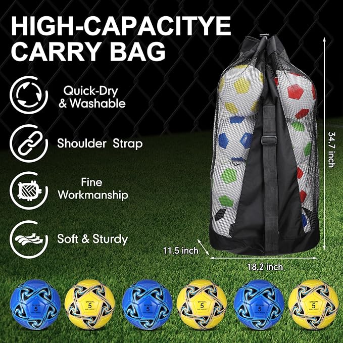 Libima 13 Pcs Soccer Ball Bulk 10 Pcs Official Soccer Ball with 2 Pump and Carry Bag Indoor Outdoor Training Game Sport Gift for Youth Adult Back to School