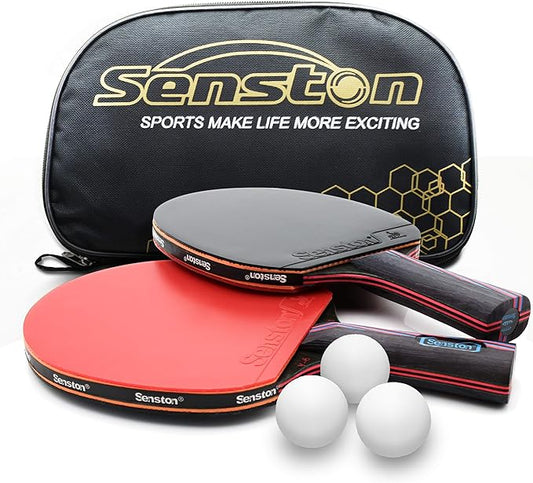 Senston Professional Table Tennis Paddles Advance Intermediate Ping Pong Paddles Set of 2, Table Tennis Racket with Carry Case…