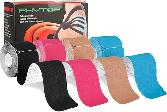 Kinesiology Tape - 80 Precut Strips (10" x 2") | Hypoallergenic, Latex-Free | Mixed Colors Athletic Tape for Muscle & Joint Support, Sports & Physical Therapy