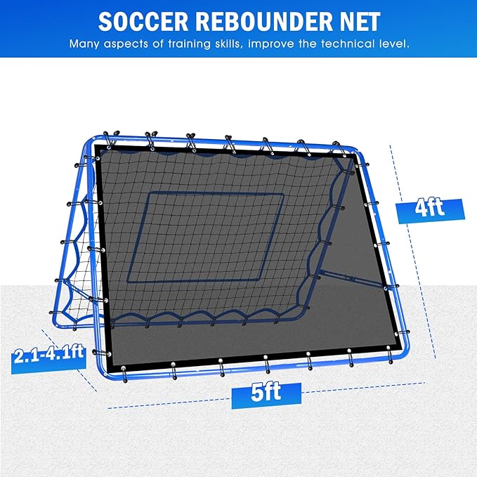 Dual-Sided Soccer Rebounder Net, Fast & Slow Rebound Speed Training for Control, Passing Practice, Easy Setup Baseball/Volleyball Rbounder Pitchback Net Gifts Aids & Equipment for Kids,Teens & Adults