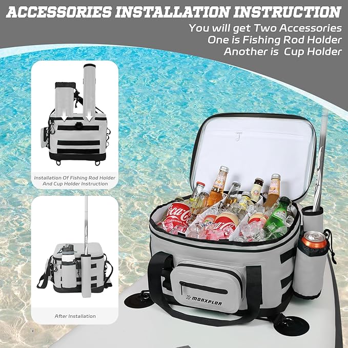 Waterproof Shell 24 cans Paddle Board Cooler Bag, Sup Deck,Kayak Cooler Bag Accessories